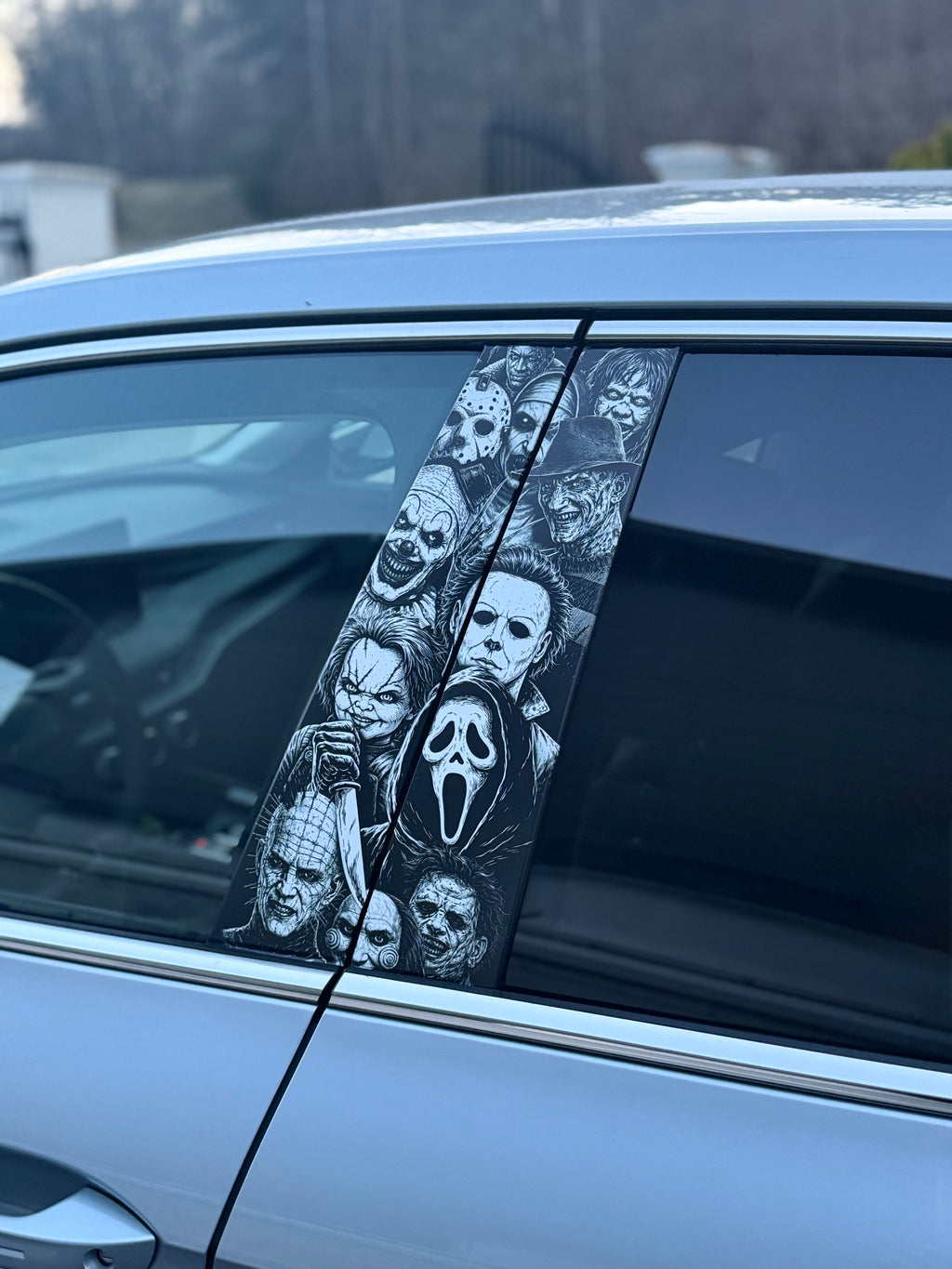 Horror Icons Car Pillar Wrap - Premium Vinyl B-Pillar Decal, Universal Fit