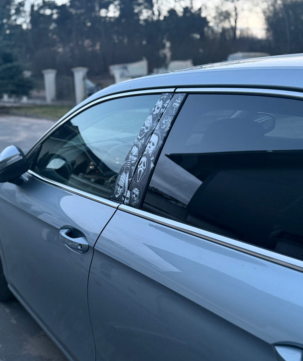 Horror Icons Car Pillar Wrap - Premium Vinyl B-Pillar Decal, Universal Fit