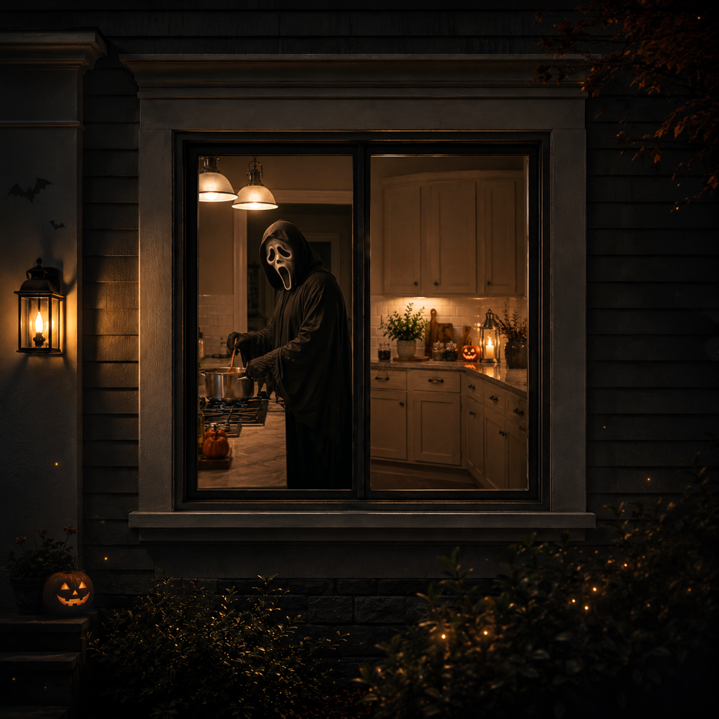 Halloween Horror Window Decal (Ghostface) One Way Vision