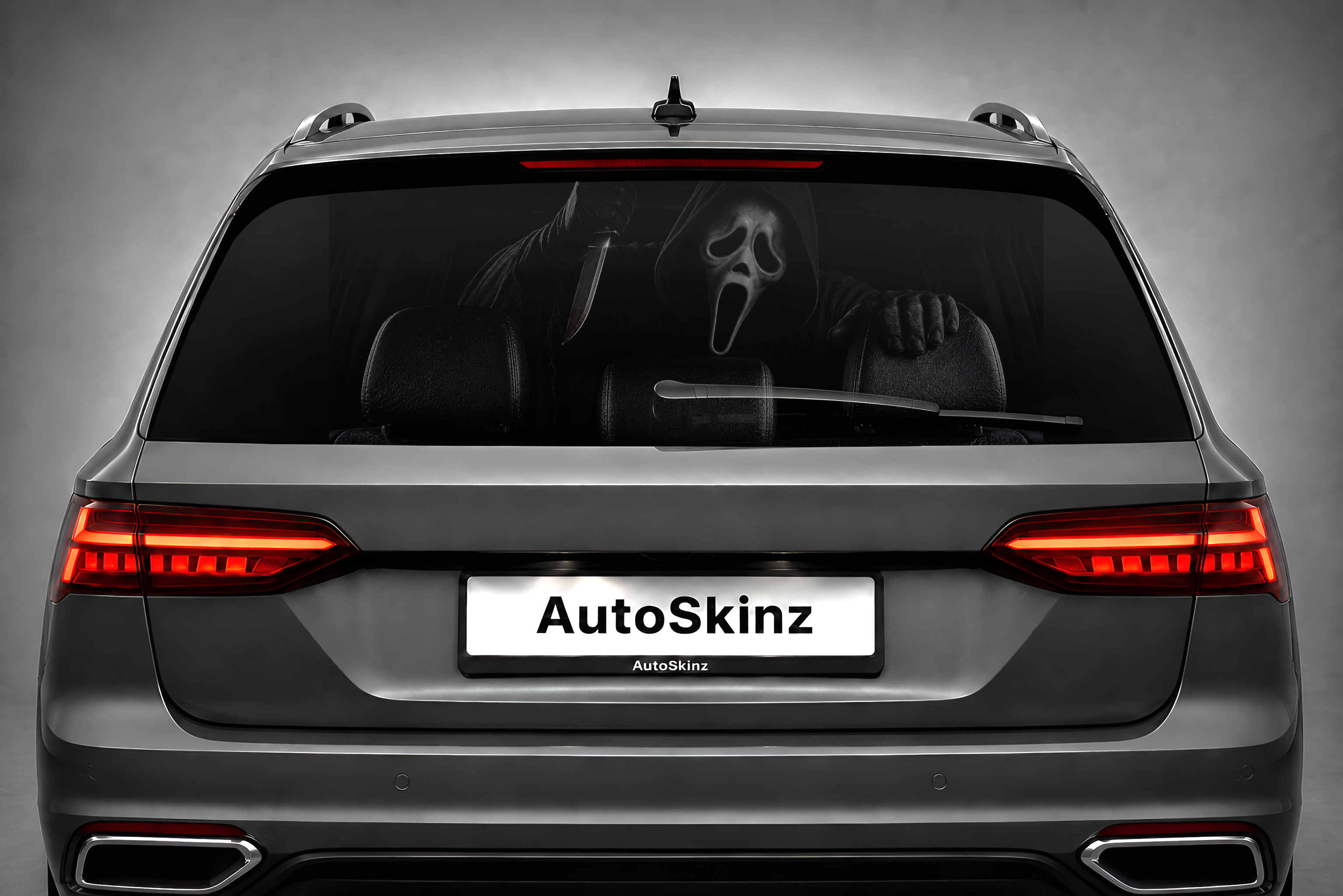 Autoaufkleber mit Einwegsichtfunktion – Individueller Vinylaufkleber für Heck- und Seitenscheiben im Deadpool-Design