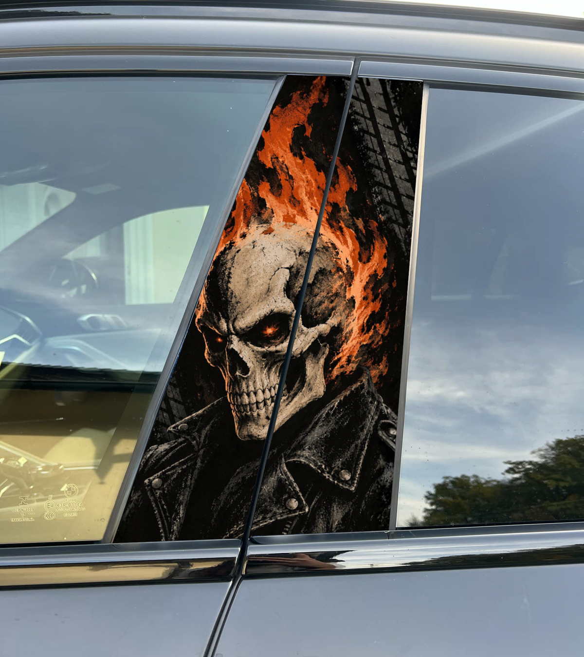Ghost Rider Car Pillar Decal, Universal Fit
