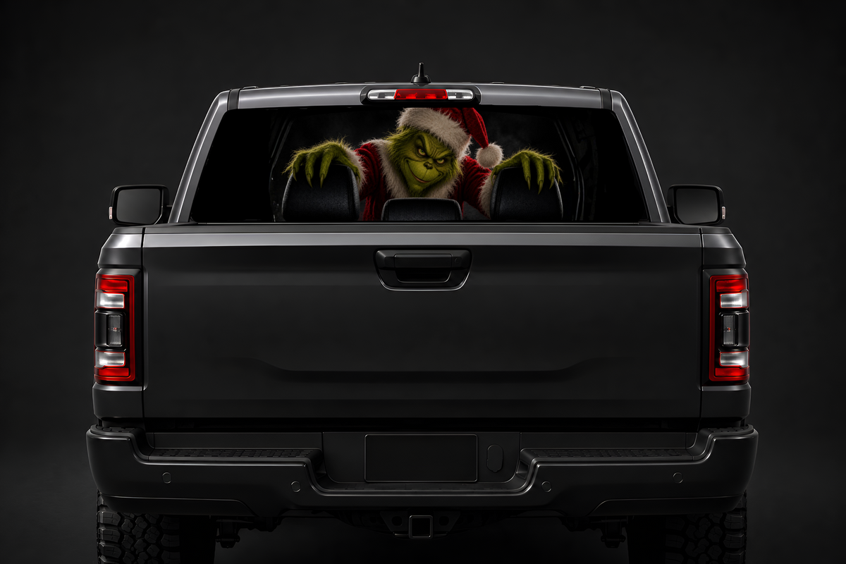 Grinch One Way Vision Pickup Truck Rear Window Decal Universal Fit