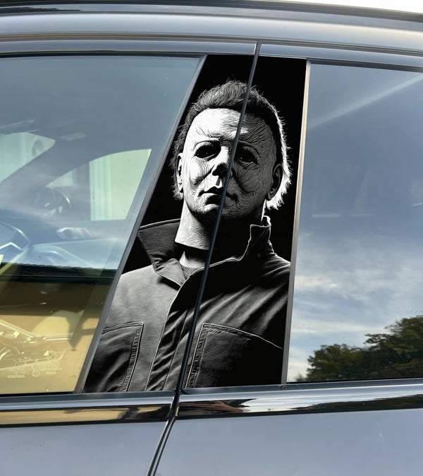 Michael Myers Car Pillar Wrap - Premium Vinyl B-Pillar Decal, Custom Fit, Matte or Gloss