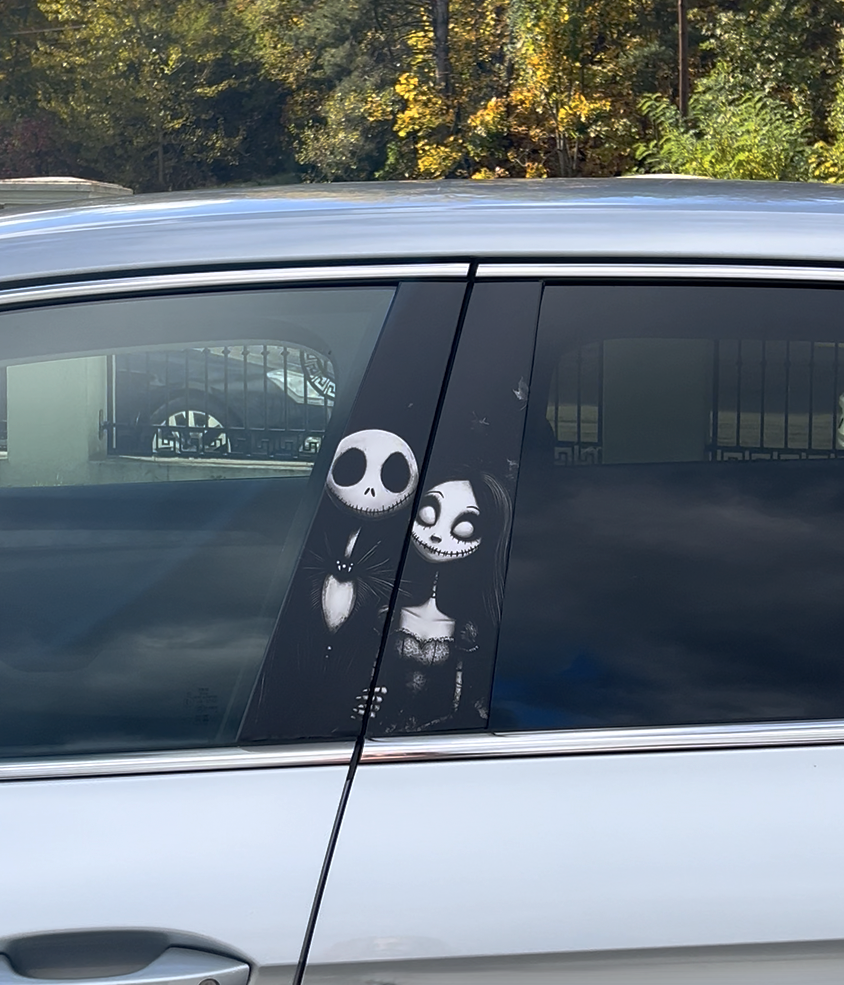 Jack and Sally Car Pillar Wrap - Premium Vinyl B-Pillar Decal, Custom Fit, Matte or Gloss