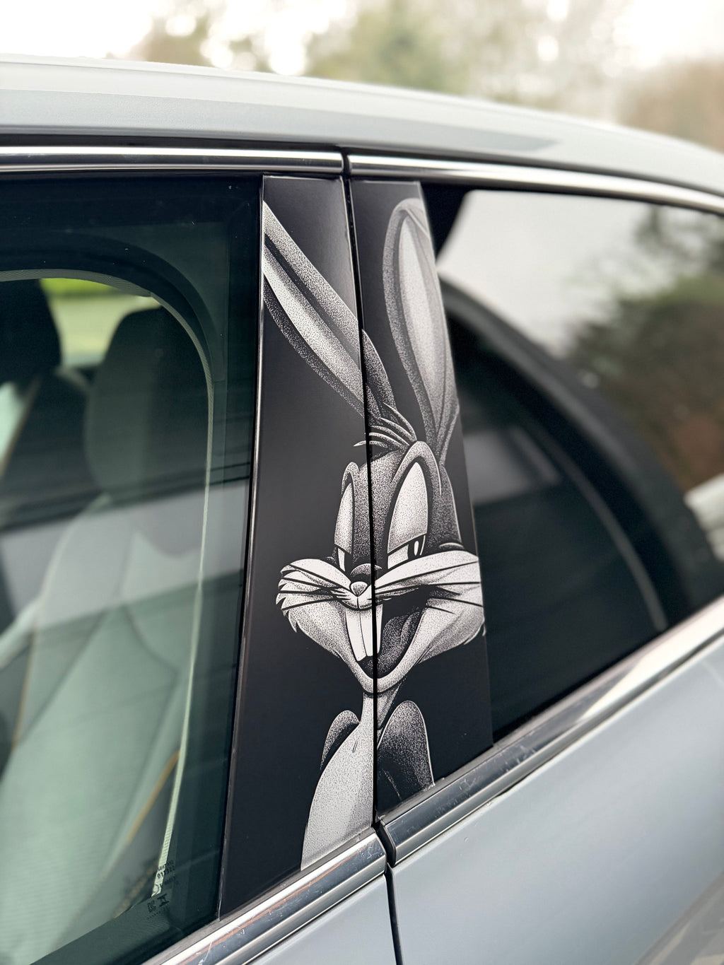 Bugs Bunny Car Pillar Wrap - Premium Vinyl B-Pillar Decal, Custom Fit, Matte or Gloss