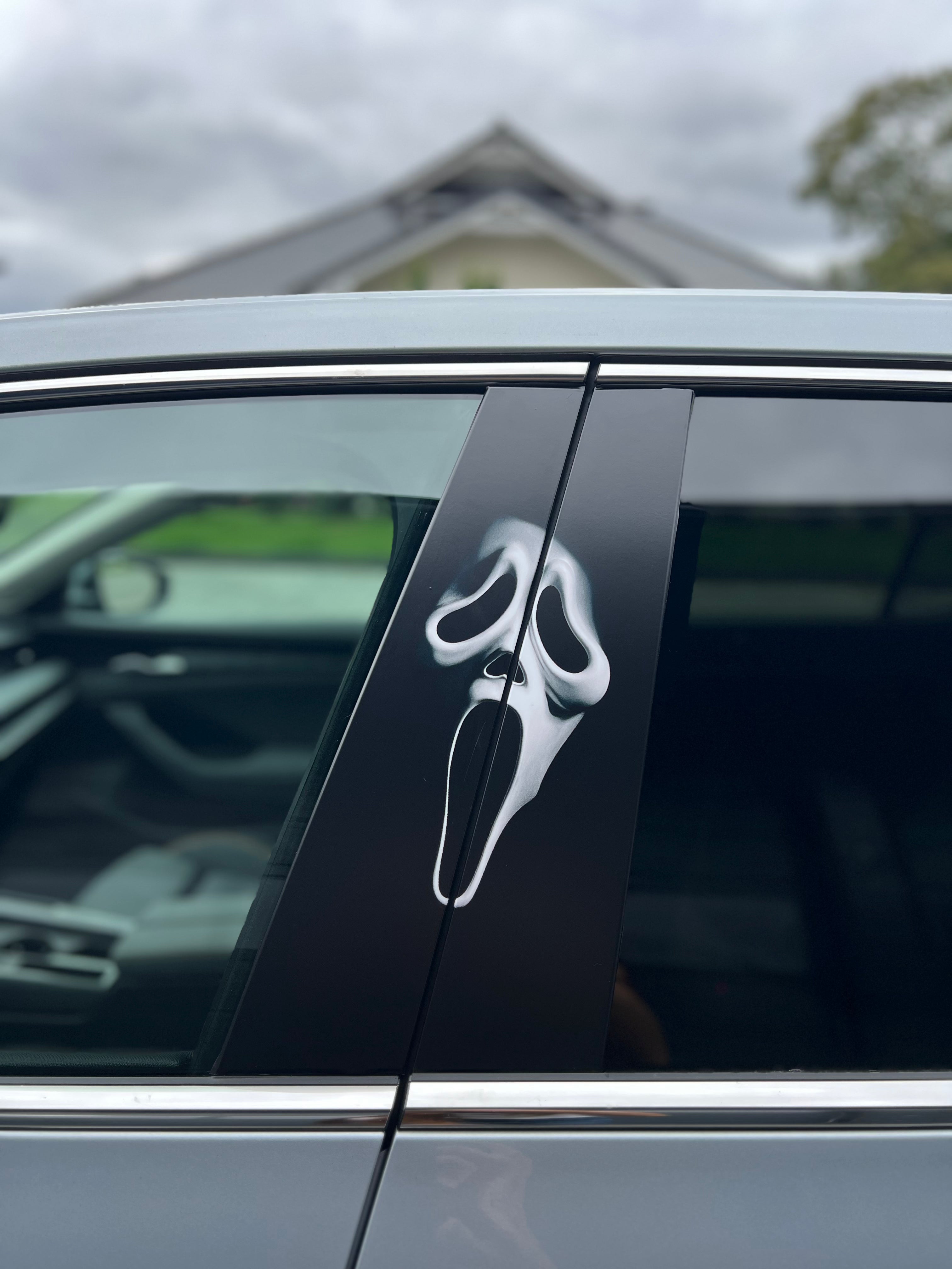 Ghostface Car Pillar Wrap - Premium Vinyl B-Pillar Decal, Custom Fit, Matte or Gloss