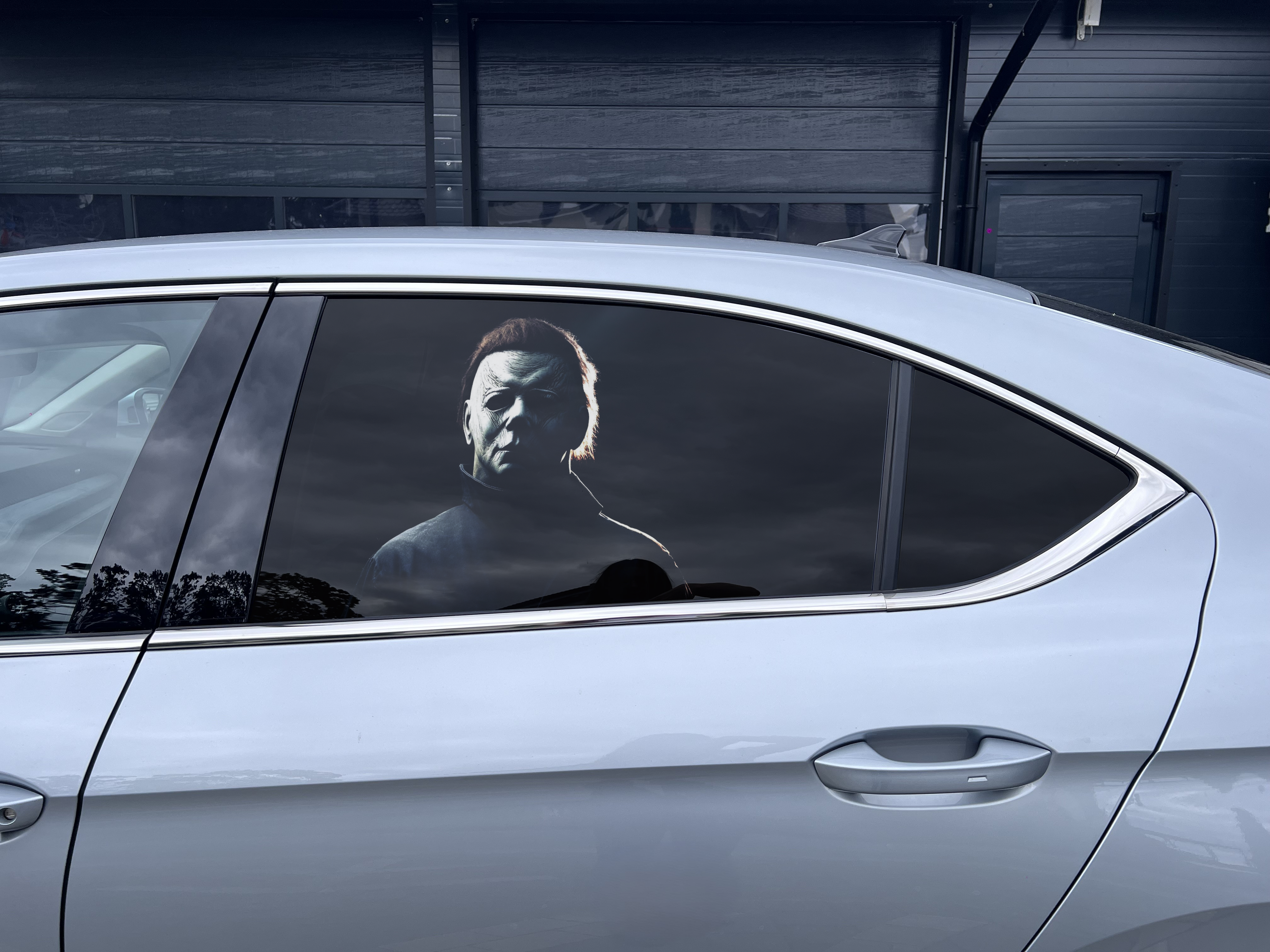 One Way Vision Car Window Sticker – Custom Vinyl Decal for Rear & Side Windows Michael Myers Design
