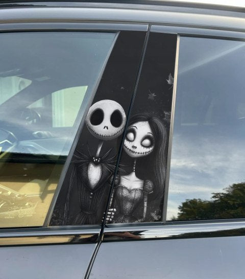 Jack and Sally Car Pillar Wrap - Premium Vinyl B-Pillar Decal, Custom Fit, Matte or Gloss