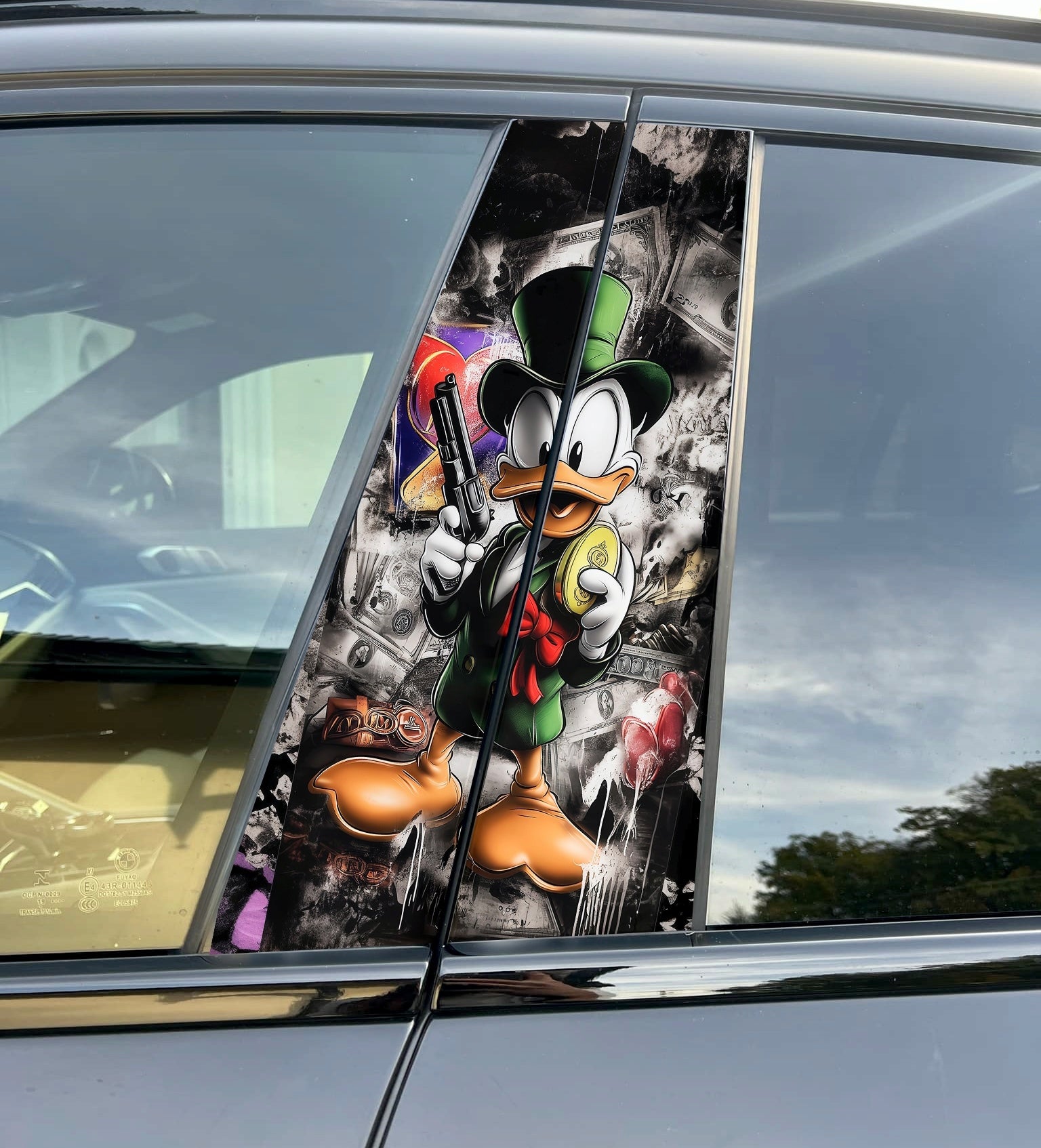 Vinilo premium para pilar B de Deadpool, ajuste personalizado, mate o brillante.