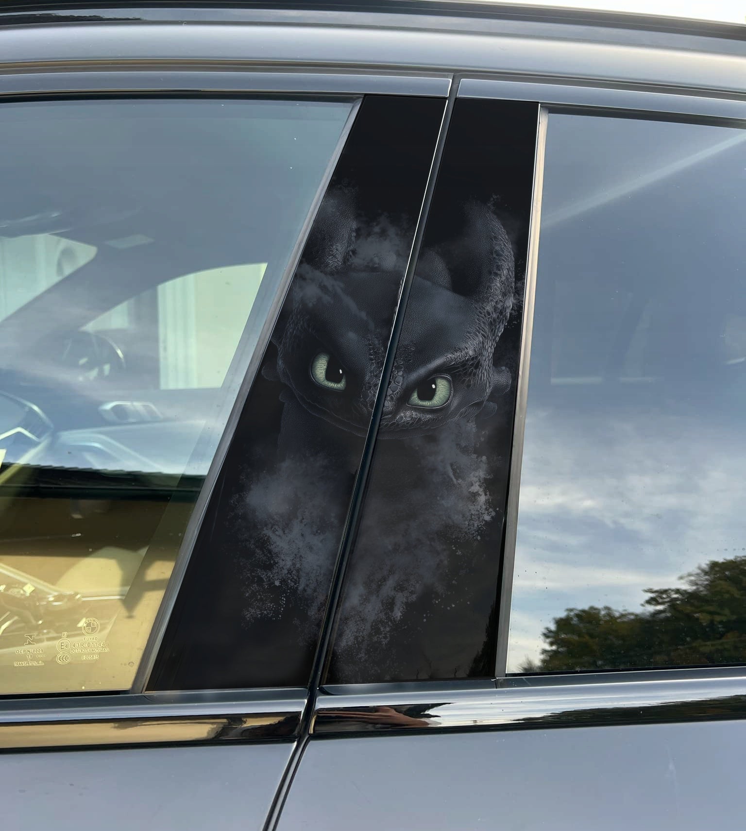 Toothless Car Pillar Wrap - Premium Vinyl B-Pillar Decal, Custom Fit, Matte or Gloss