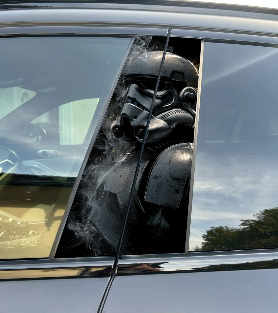 Stormtrooper Car Pillar Wrap - Premium Vinyl B-Pillar Decal, Custom Fit, Matte or Gloss