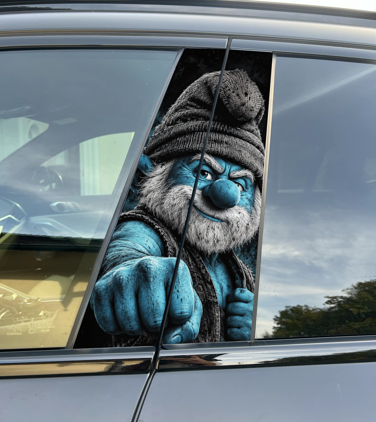 Papa Smurf 02 Car Pillar Decal, Universal Fit