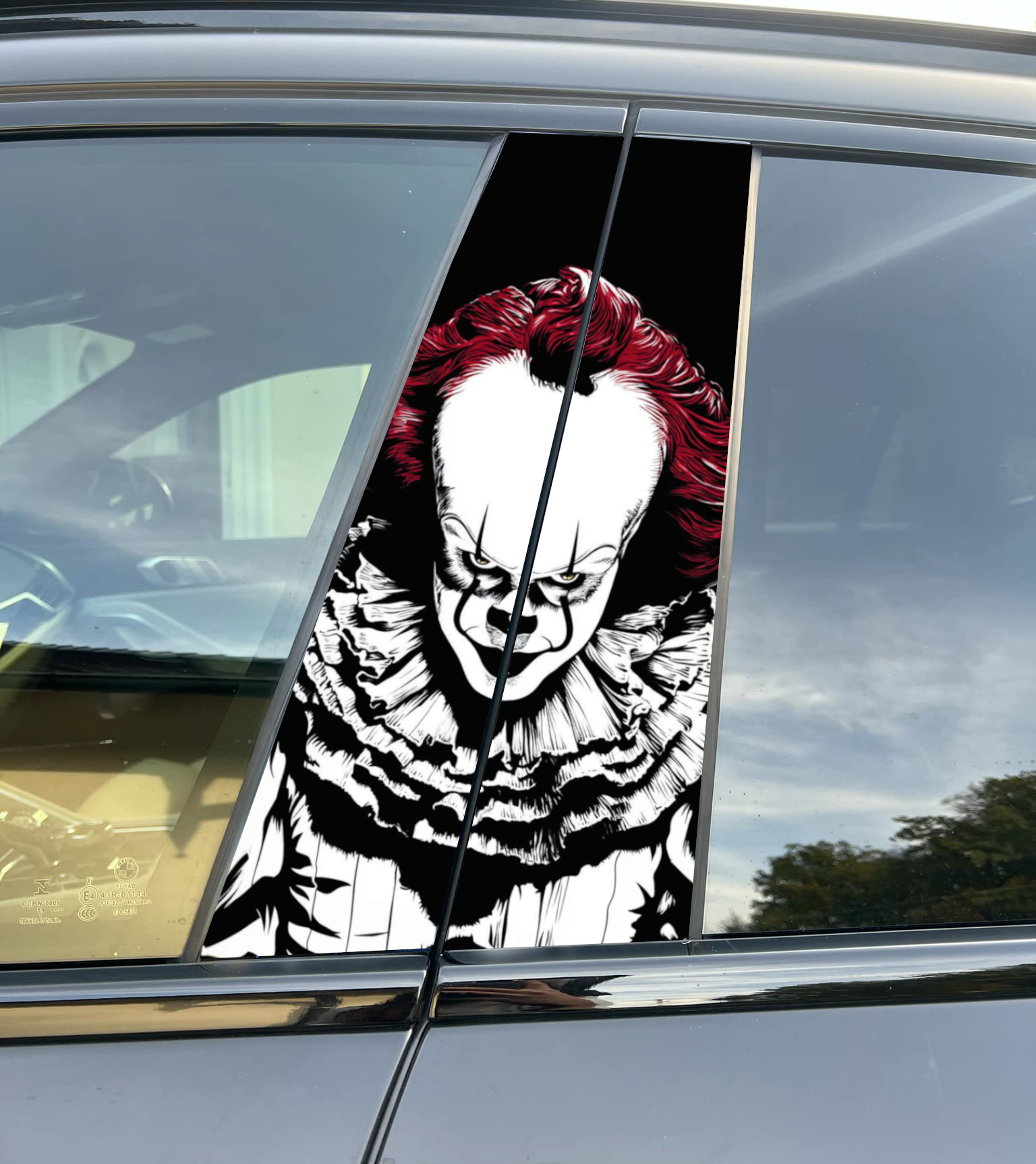 Pennywise Clown Car Pillar Wrap - Premium Vinyl B-Pillar Decal, Custom Fit, Matte or Gloss