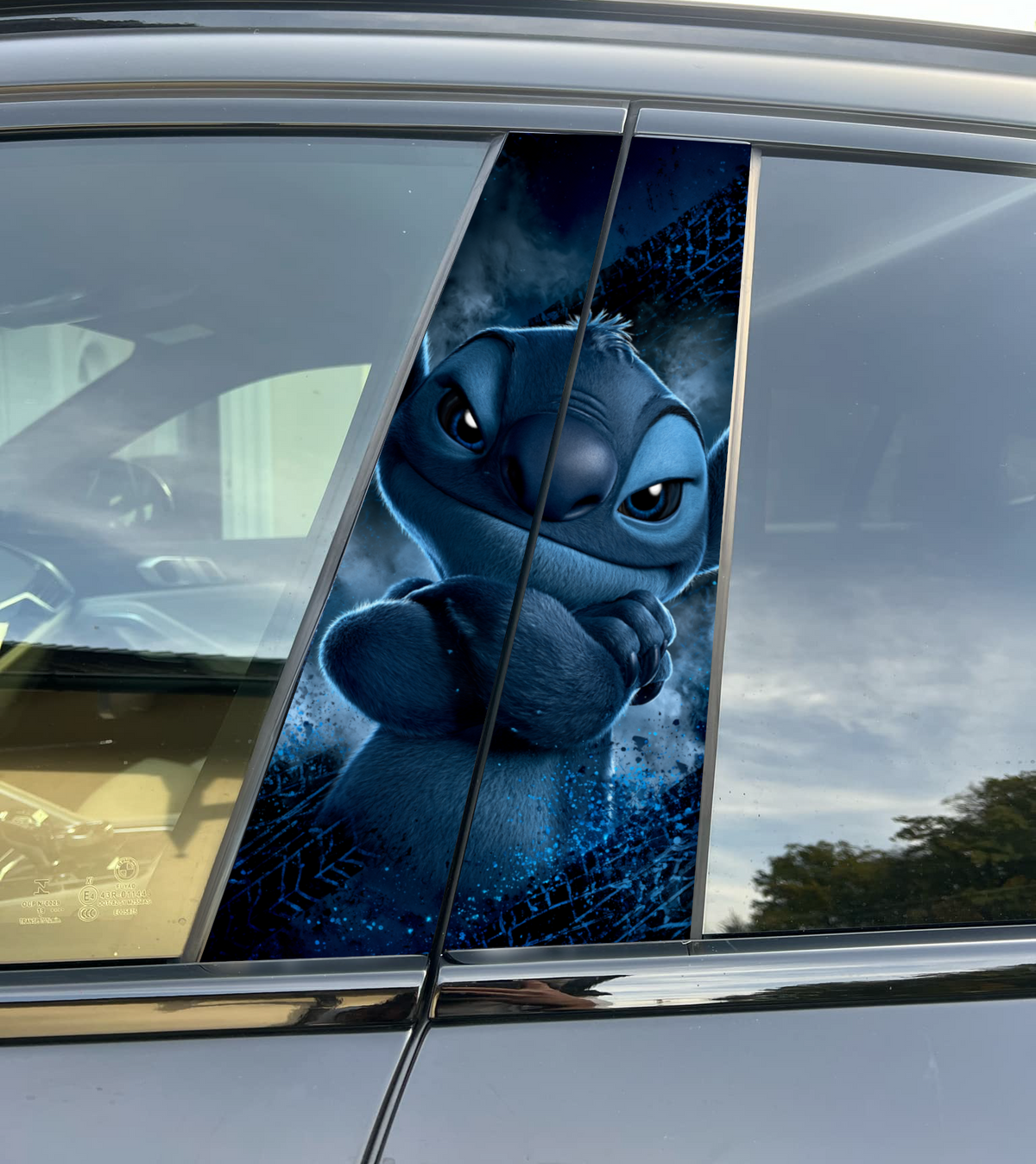 Stitch Car Pillar Sticker, Universal Fit