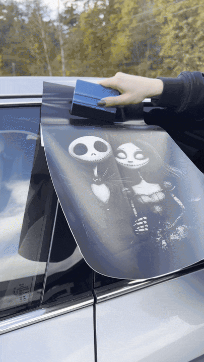 Jack and Sally Car Pillar Wrap - Premium Vinyl B-Pillar Decal, Custom Fit, Matte or Gloss