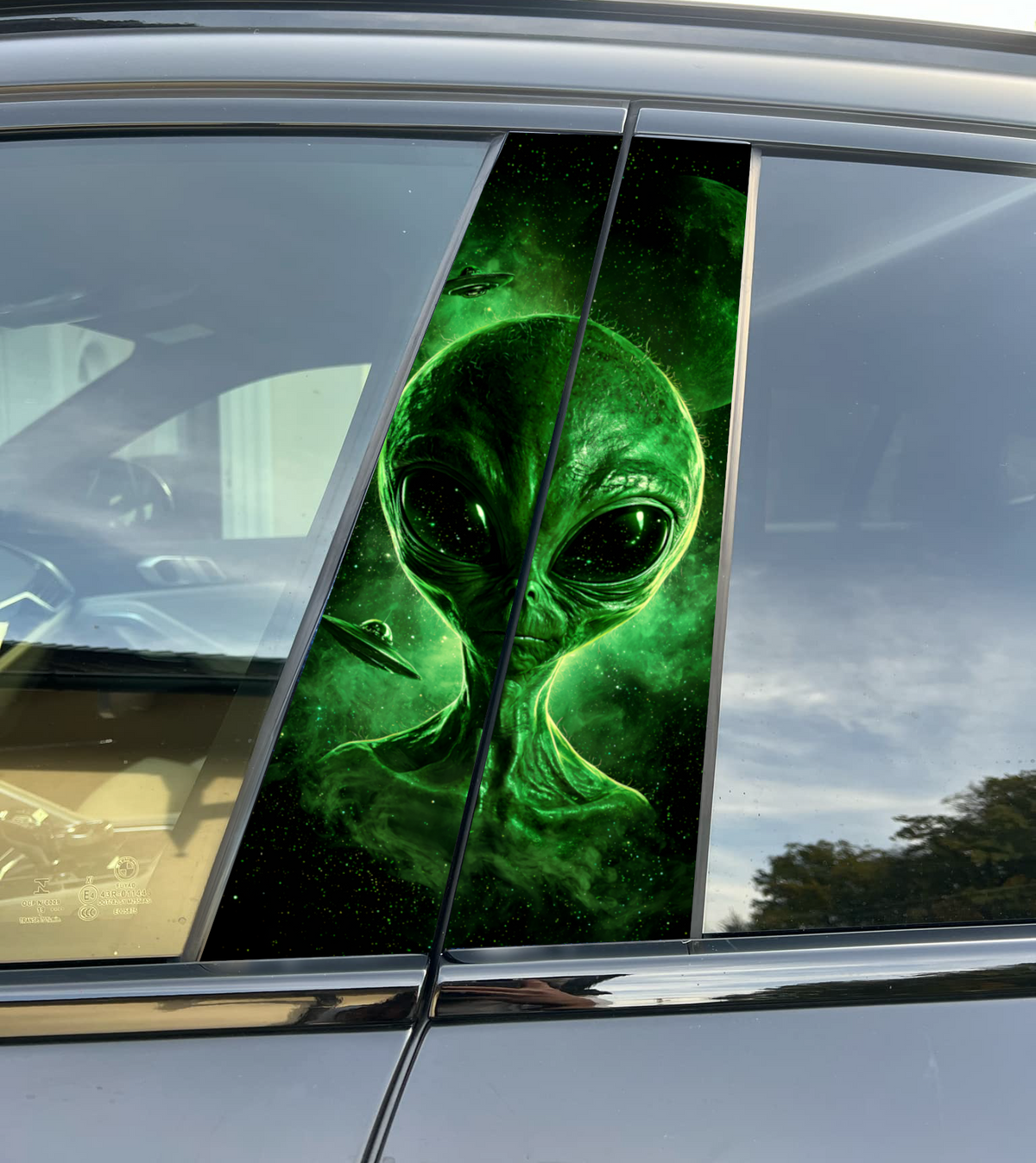 UFO Car Pillar Sticker, Universal Fit
