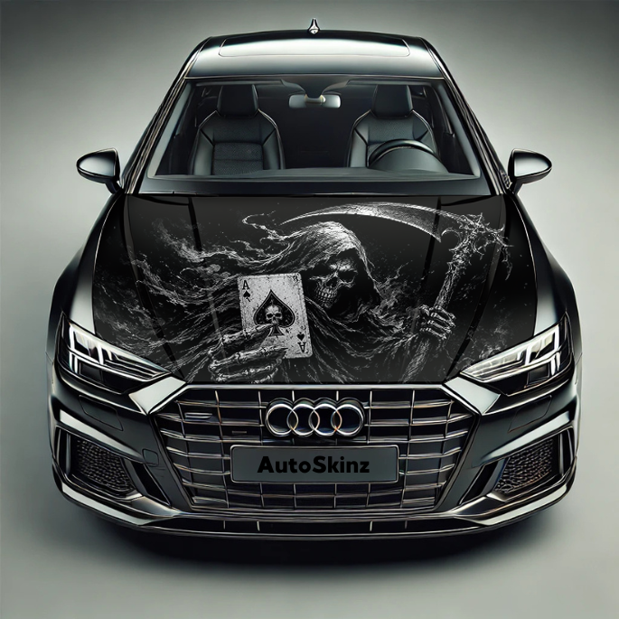 Premium Car Hood Wrap Universal Fit Grim Reaper