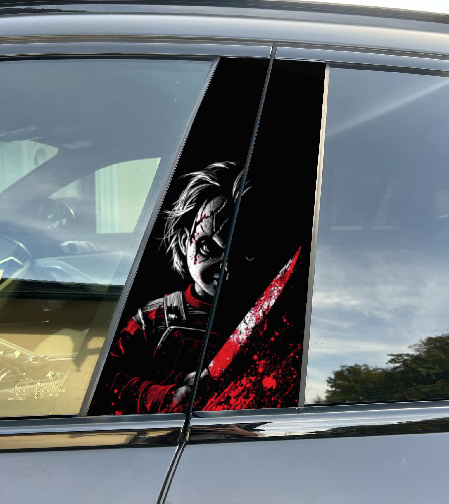 Chucky Doll Car Pillar Wrap - Premium Vinyl B-Pillar Decal, Custom Fit, Matte or Gloss