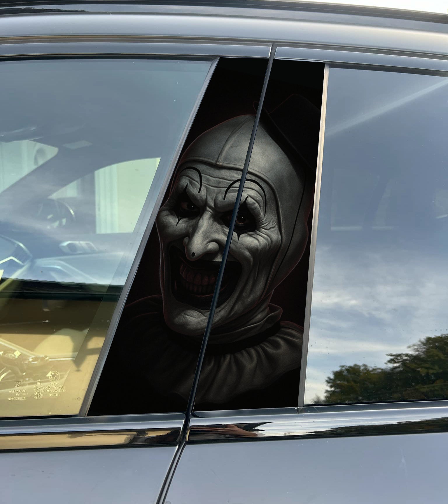 Terrifier Clown Car Pillar Wrap - Premium Vinyl B-Pillar Decal, Custom Fit, Matte or Gloss