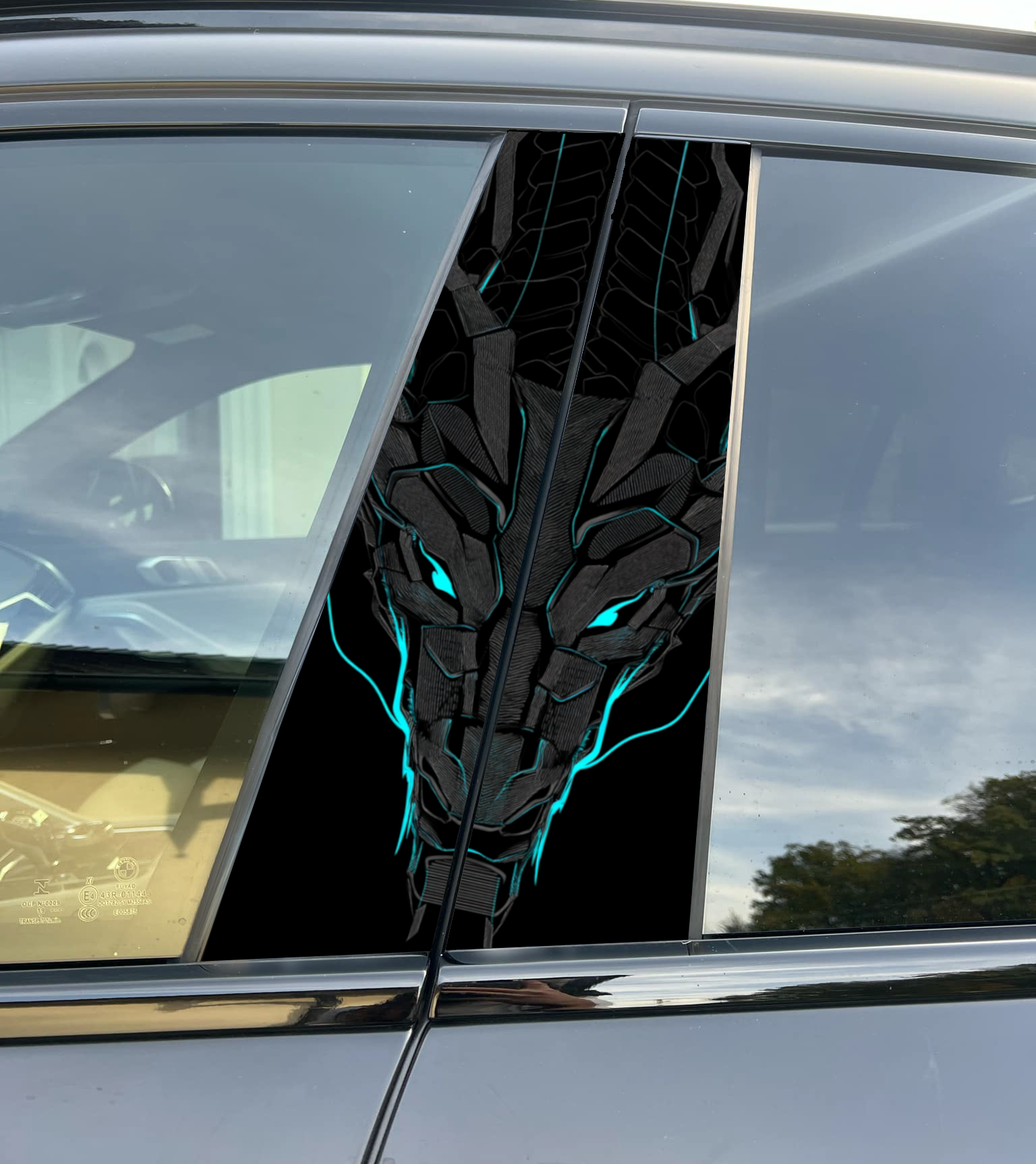 Cyber Dragon Car Pillar Wrap - Premium Vinyl B-Pillar Decal, Custom Fit, Matte or Gloss