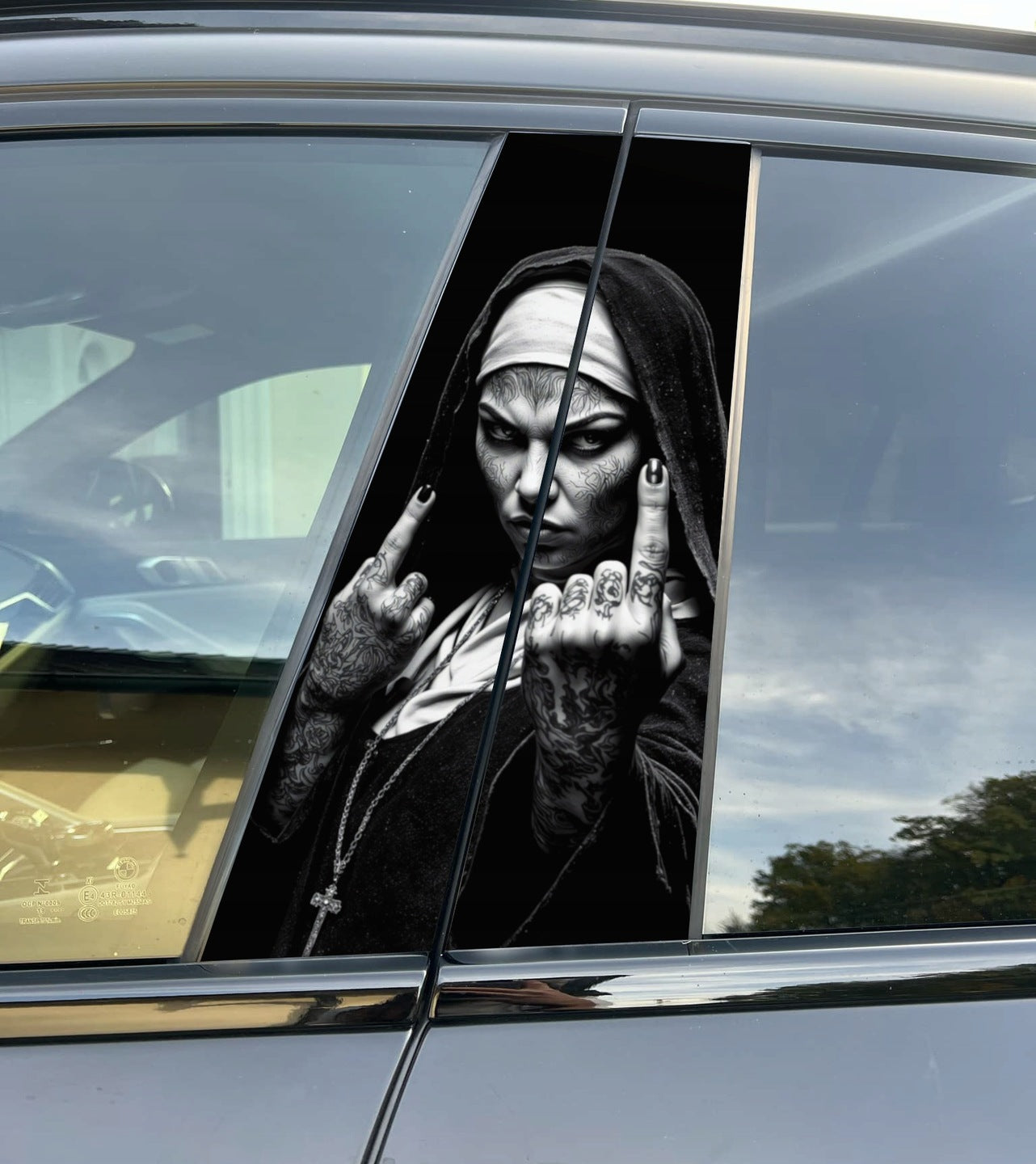 Nun Car Pillar Wrap - Premium Vinyl B-Pillar Decal, Custom Fit, Matte or Gloss