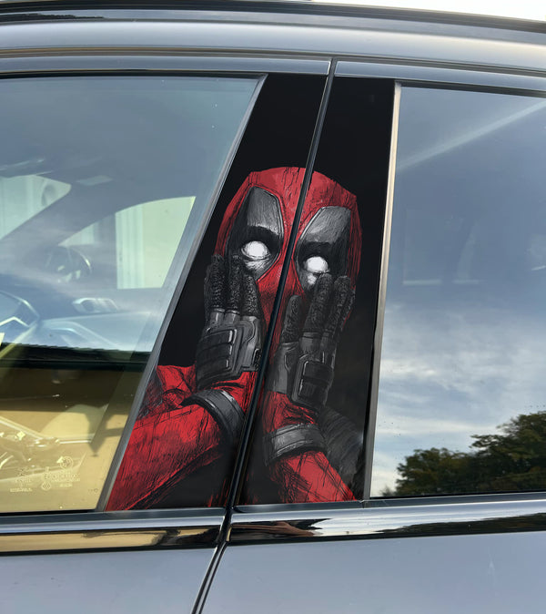 Deadpool Car Pillar Wrap - Premium Vinyl B-Pillar Decal, Custom Fit, Matte or Gloss