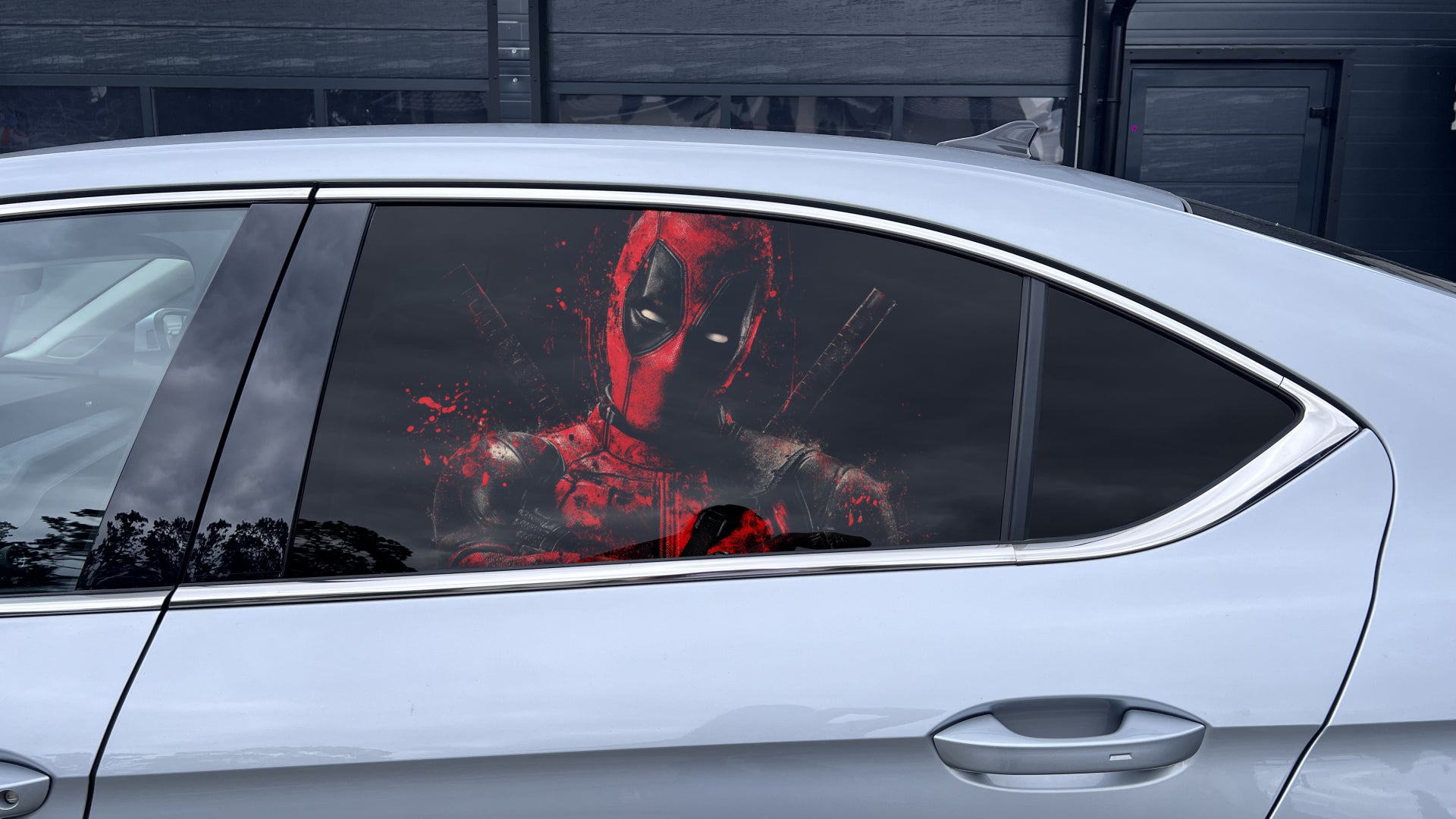 One Way Vision Car Window Sticker – Custom Vinyl Decal for Rear & Side Windows Deadpool Design