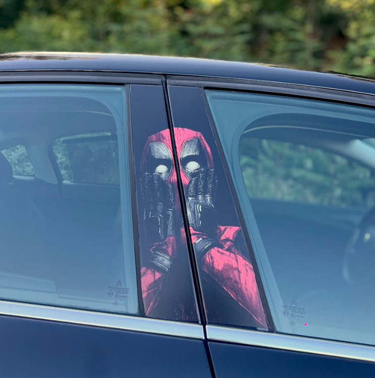 Deadpool Car Pillar Wrap - Premium Vinyl B-Pillar Decal, Custom Fit, Matte or Gloss
