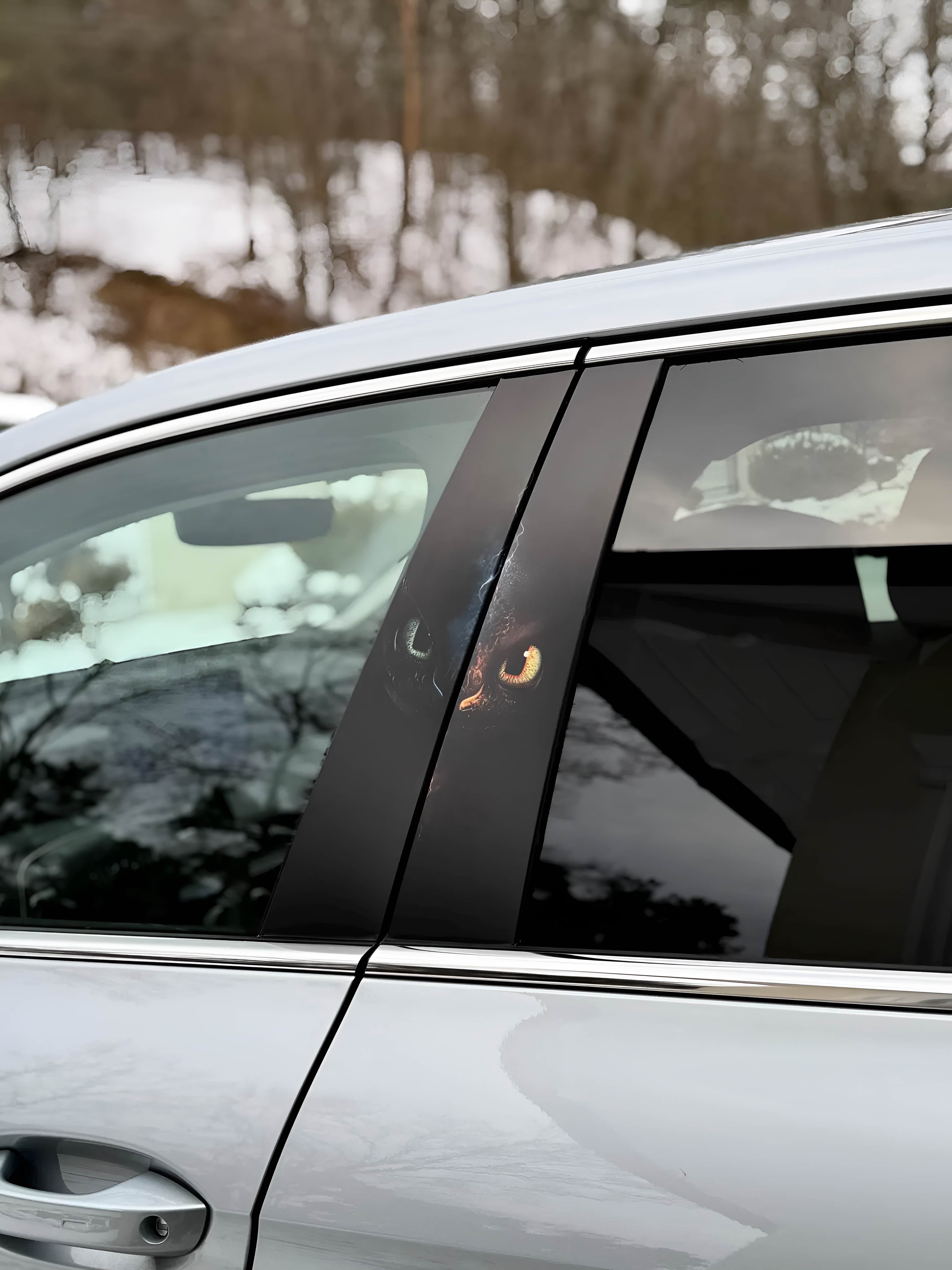 Toothless S Car Pillar Wrap - Premium Vinyl B-Pillar Decal, Universal Fit