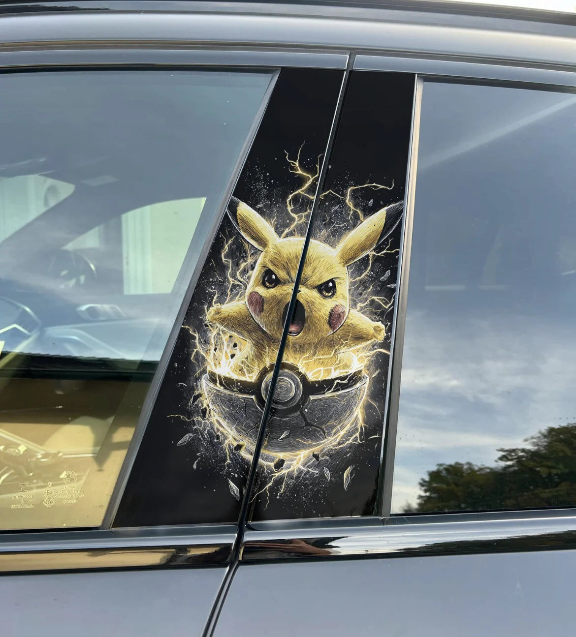 Pikachu Car Pillar Wrap - Premium Vinyl B-Pillar Decal, Custom Fit, Matte or Gloss