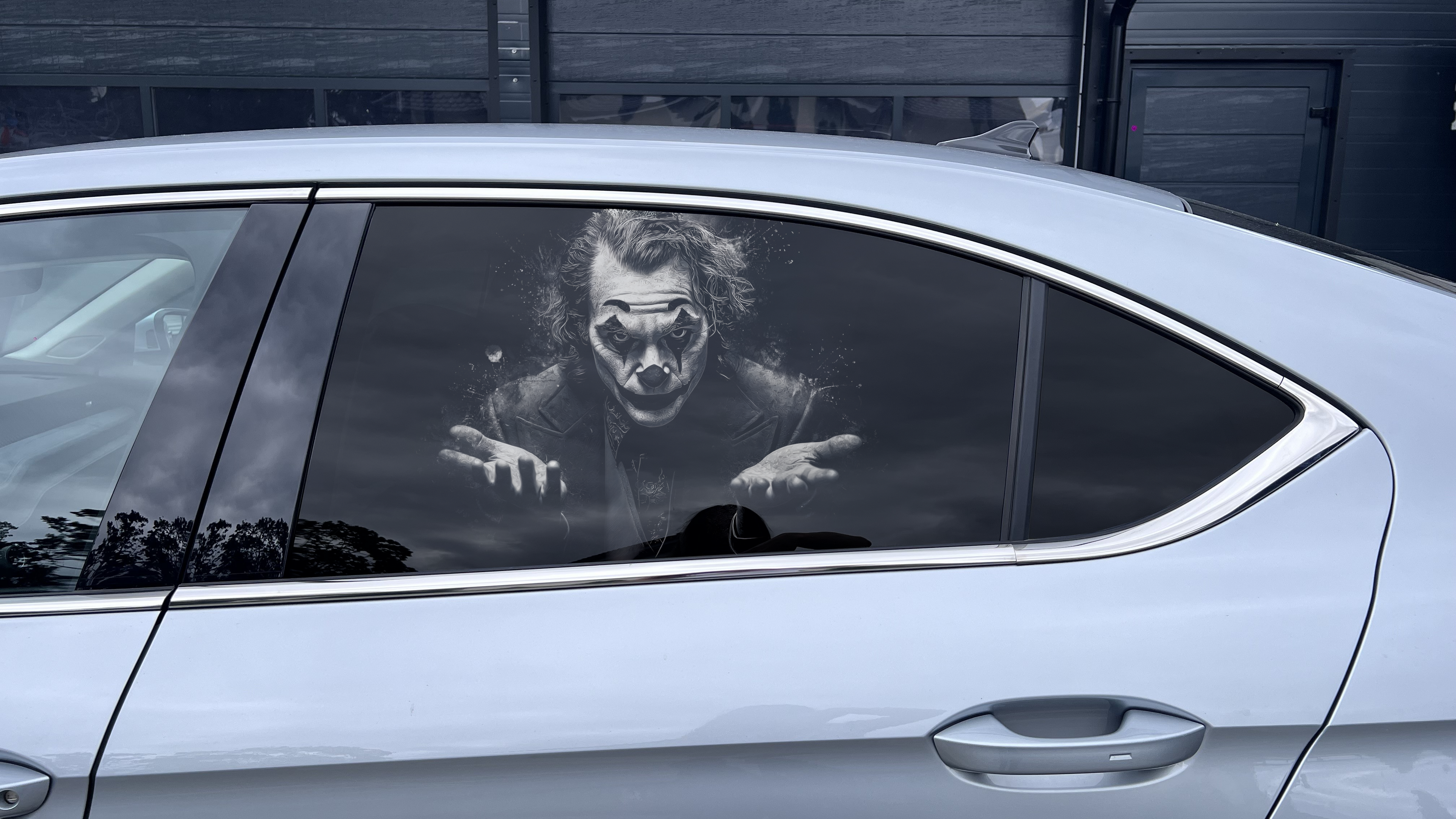 One Way Vision Car Window Sticker – Custom Vinyl Decal for Rear & Side Windows Joker Design