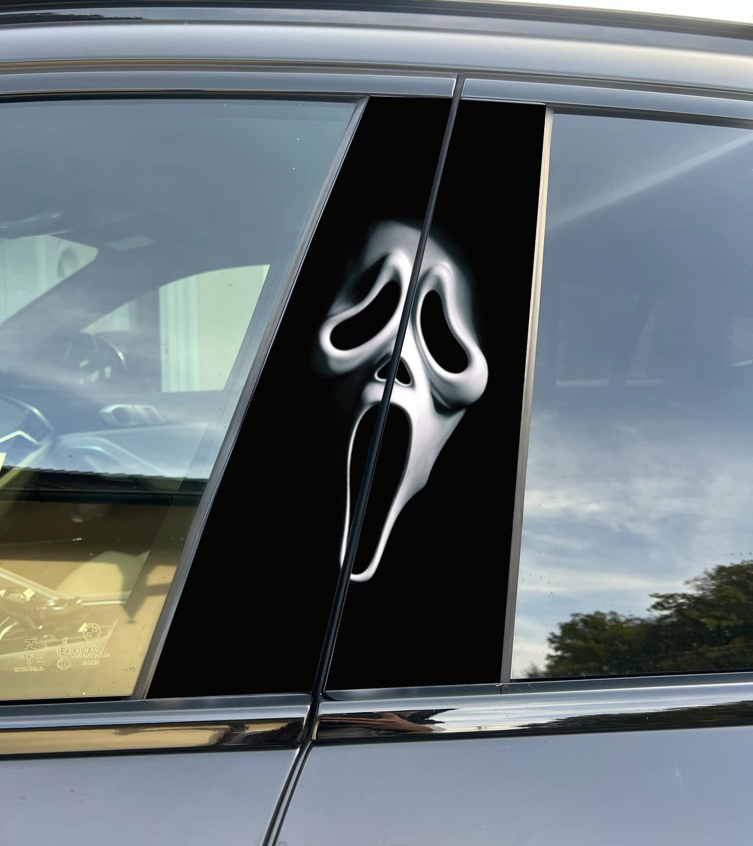 Ghostface Car Pillar Wrap - Premium Vinyl B-Pillar Decal, Custom Fit, Matte or Gloss