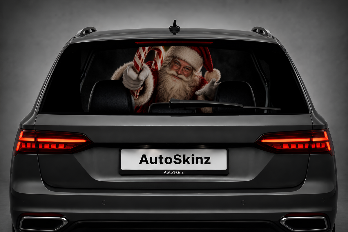 Santa Claus One Way Vision Rear Window Film, Universal Fit