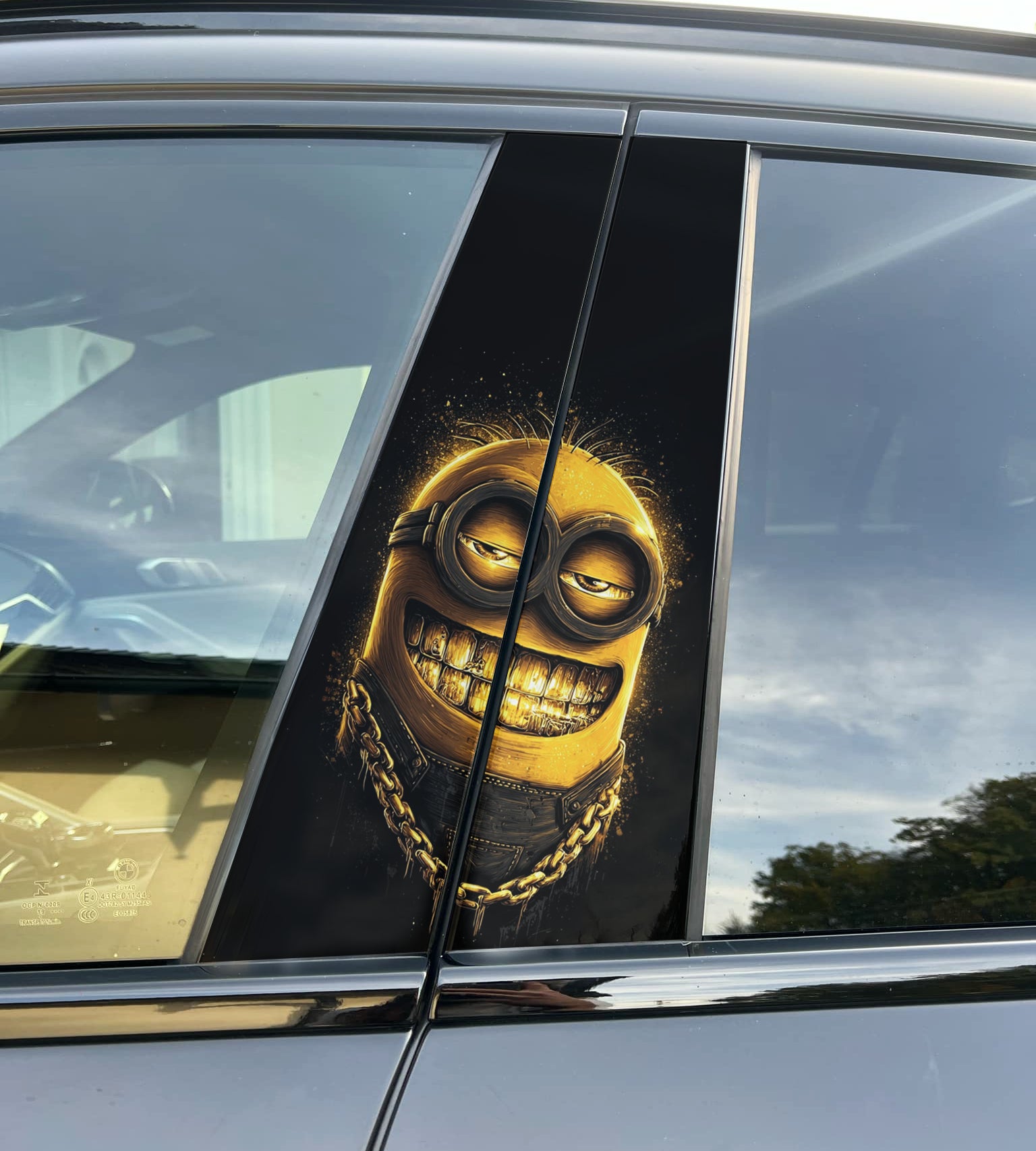 Minion G Car Pillar Wrap - Premium Vinyl B-Pillar Decal, Custom Fit, Matte or Gloss