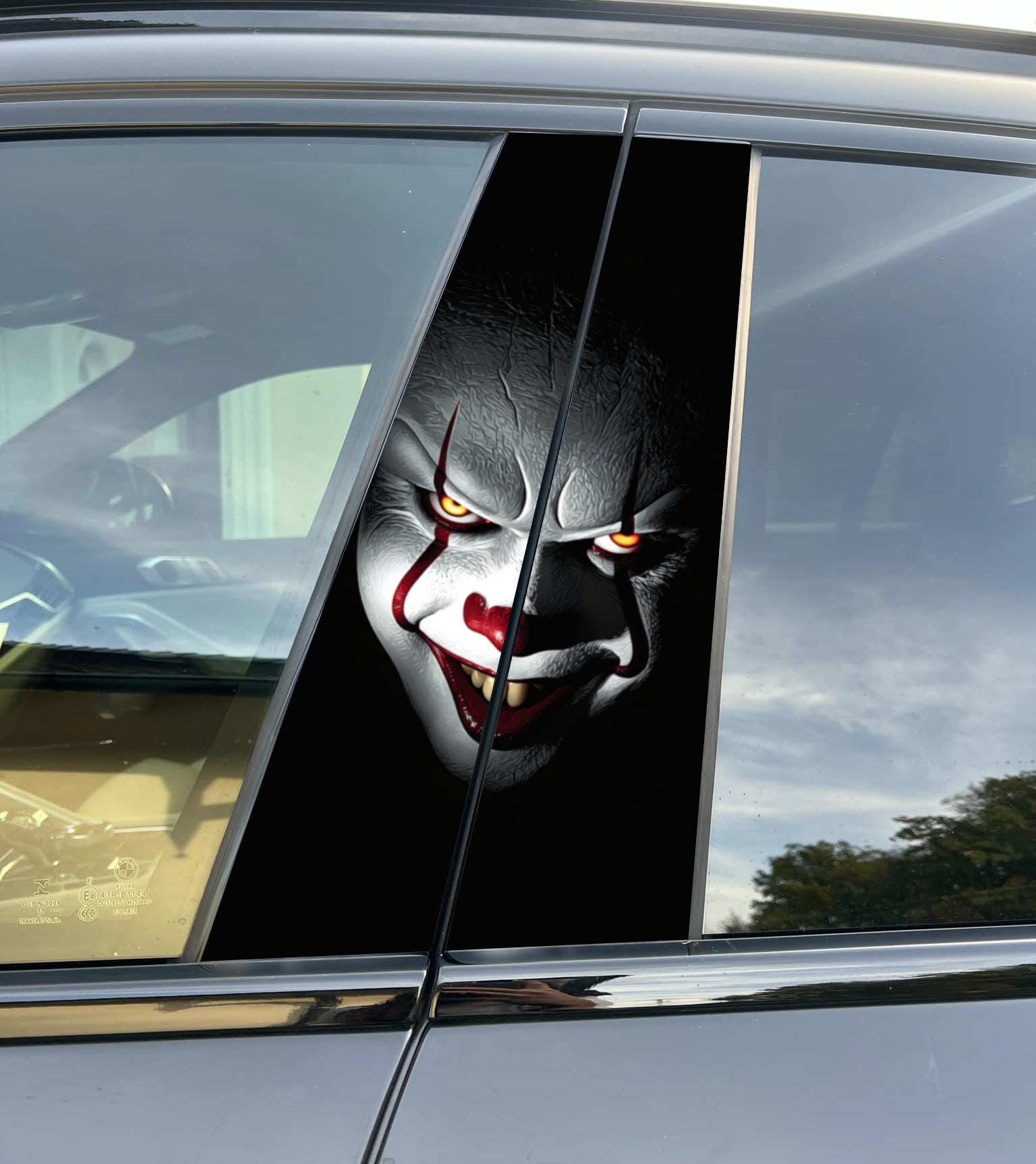 Pennywise Car Pillar Wrap - Premium Vinyl B-Pillar Decal, Custom Fit, Matte or Gloss