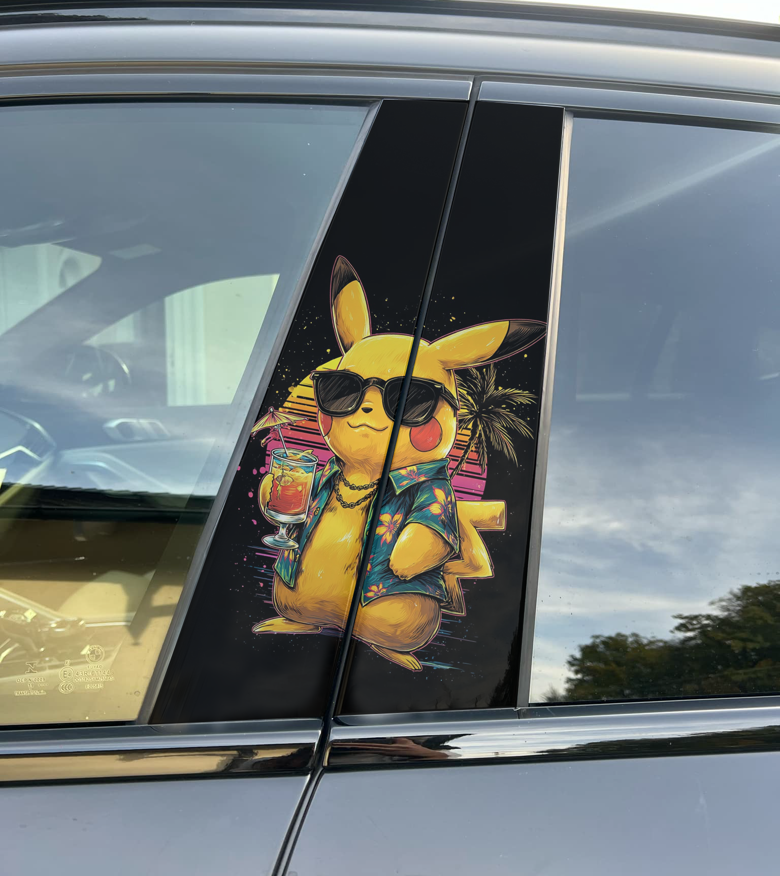 Vinilo premium para pilar B de Pikachu, ajuste personalizado, mate o brillante.
