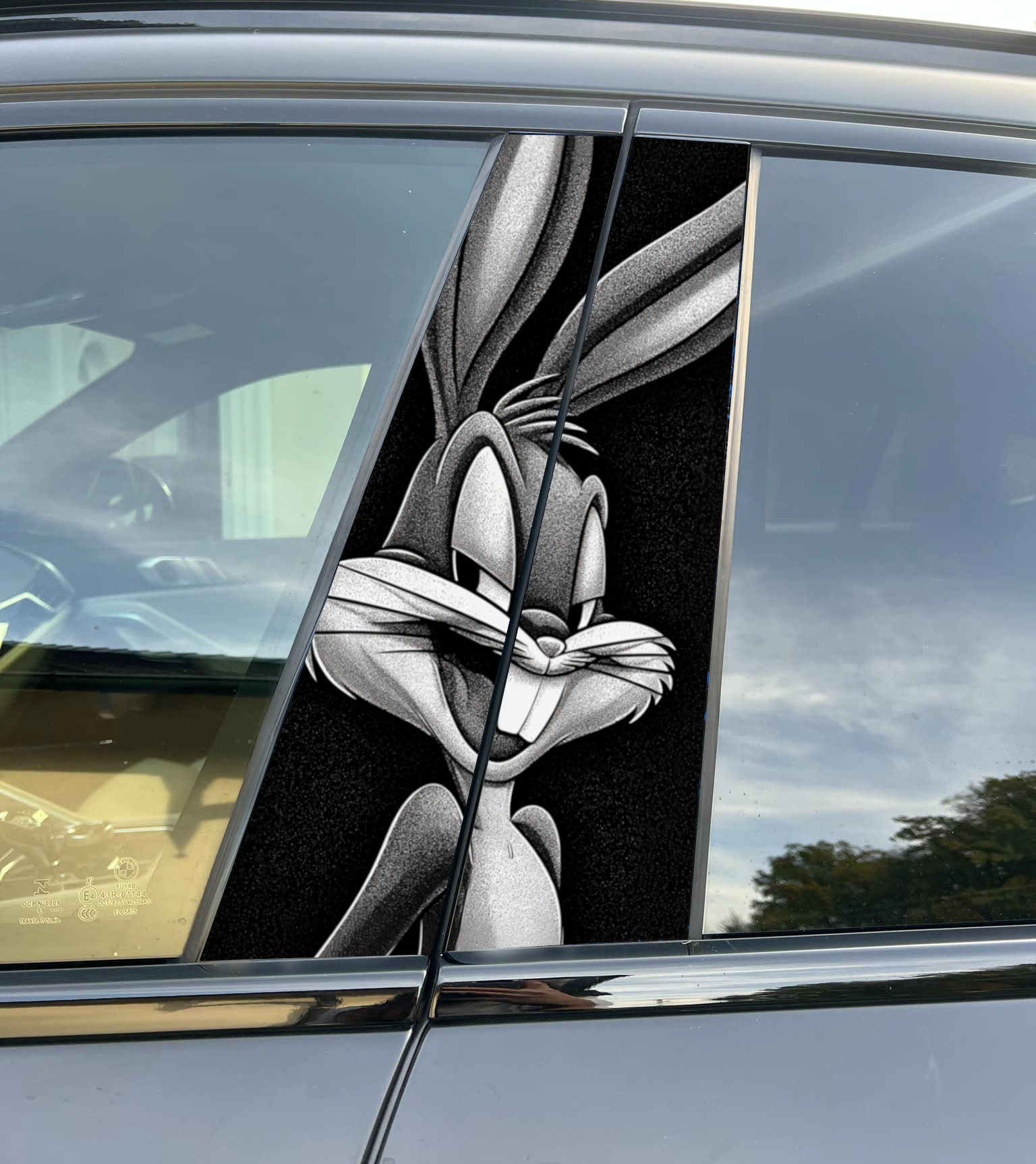 Bugs Bunny Car Pillar Wrap - Premium Vinyl B-Pillar Decal, Custom Fit, Matte or Gloss