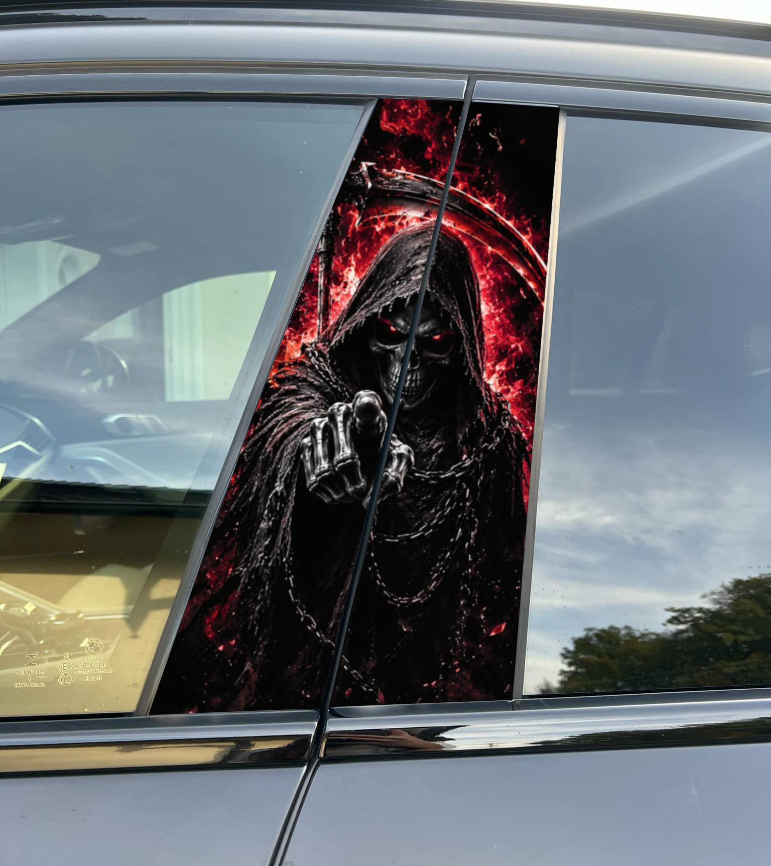 Deadpool-Auto-Säulenfolierung – Hochwertiger Vinyl-Aufkleber für die B-Säule, passgenau, matt oder glänzend