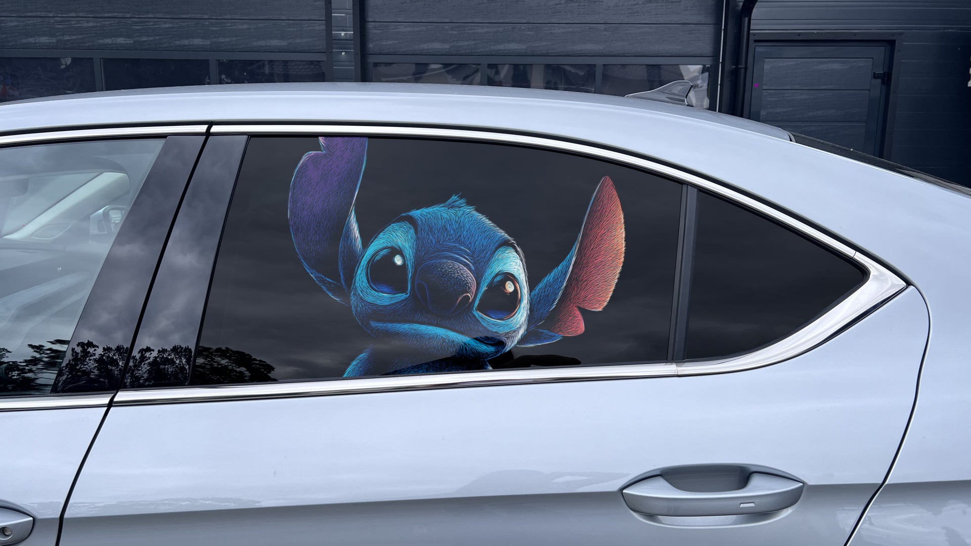 One Way Vision Car Window Sticker – Custom Vinyl Decal for Rear & Side Windows Stitch Design