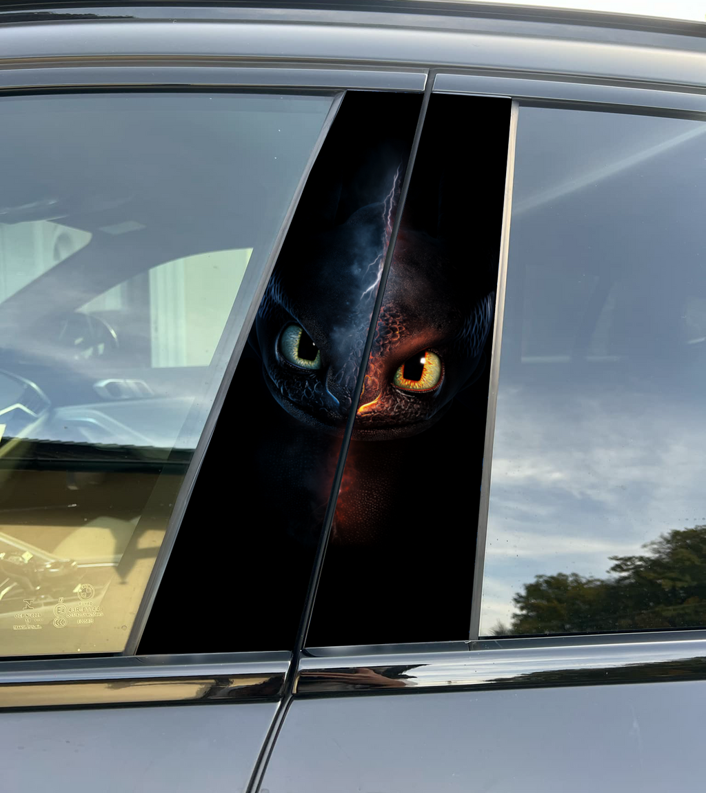 Toothless S Car Pillar Wrap - Premium Vinyl B-Pillar Decal, Universal Fit