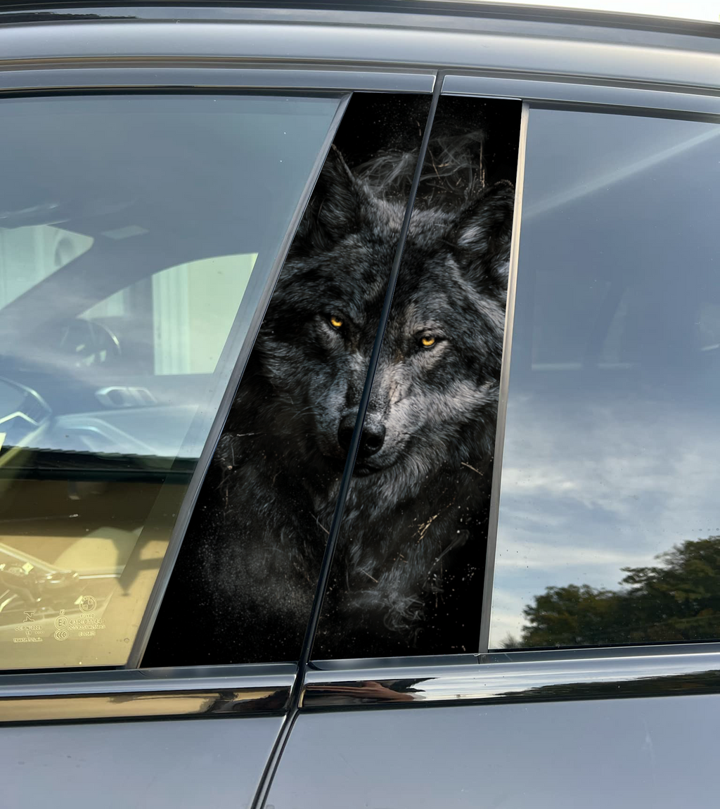 Wolf Auto-Säulenfolie – Hochwertiger Vinyl-Aufkleber für die B-Säule, passgenau, matt oder glänzend